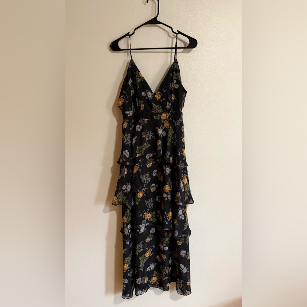 Not for sale-Altar’d State Floral Tiered Black Sleeveless Dress Size Large